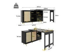 Hauss Spole Bar giratório com 2 portas de correr em rattan e gaveta -^ Móvel De Bar