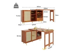 Móvel De Bar|Hauss Spole Bar giratório com 2 portas de correr em rattan e gaveta - Castanho