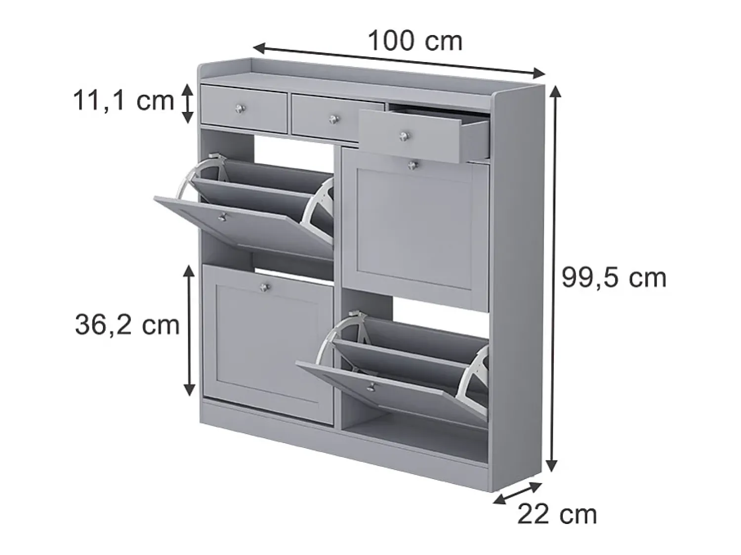 Vicco Basculante de sapatos cinza 100x22x99.5 vitto^ Móvel De Arrumação|Sapateira