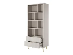 Biblioteca|Vente-unique Biblioteca 2 gavetas e 8 nichos MDF e dourado - ELONARIA de Pascal Morabito Bege