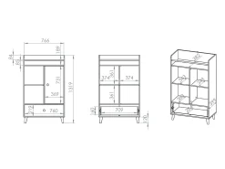 Petits-Meubles Biblioteca 1 porta 1 gaveta Alycia - cinzento - efeito madeira 132cm^ Biblioteca