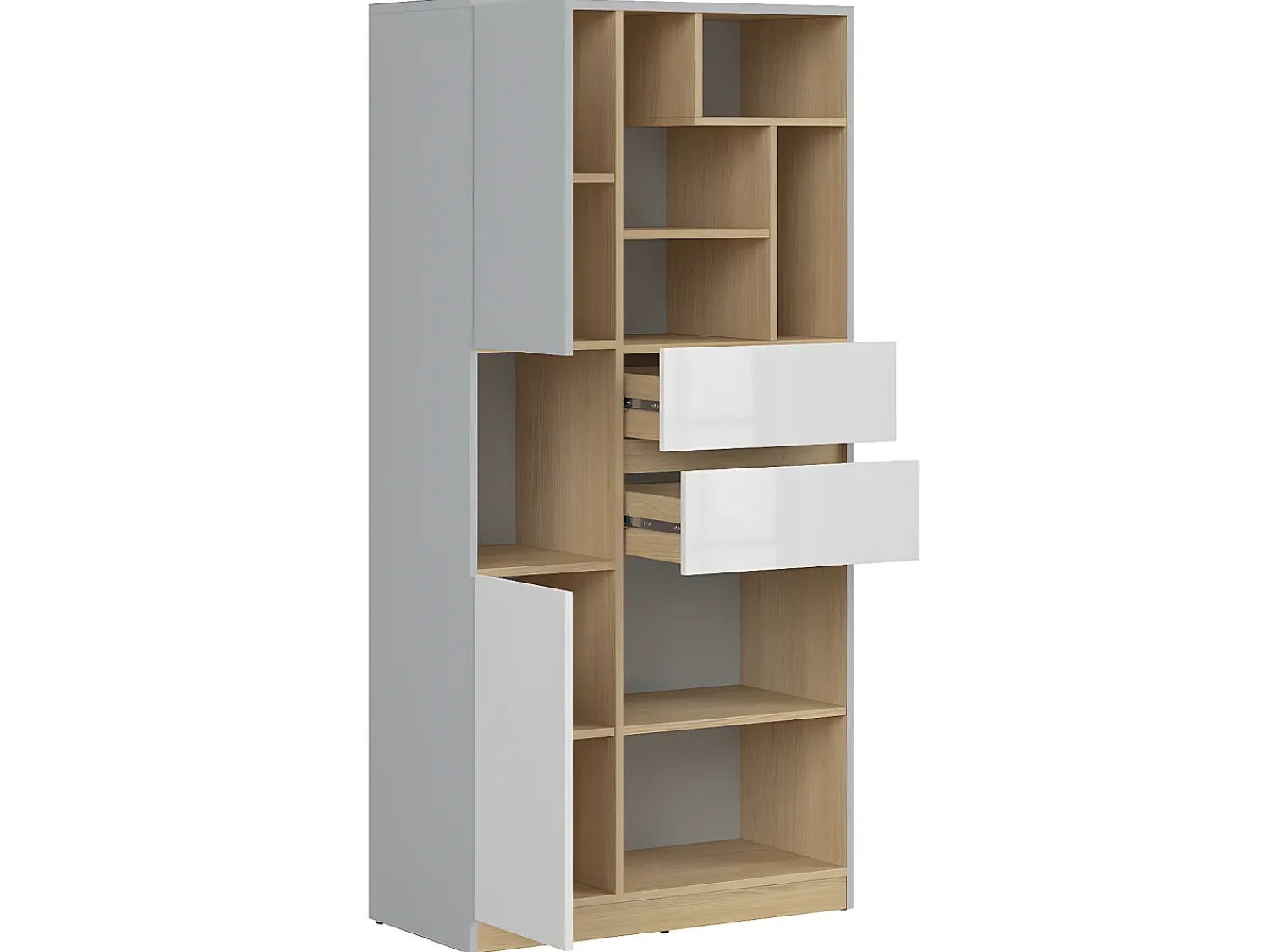 Petits-Meubles Biblioteca 2 portas 2 gavetas Pop e branco 164cm^ Biblioteca