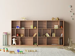 Herdasa Biblioteca 3 prateleiras - A117cm x C119cm x P32cm nogueira - Nack^ Biblioteca