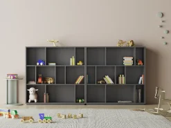 Biblioteca*Herdasa Biblioteca 3 prateleiras - A117cm x C119cm x P32cm antracite - Nack Cinza antracite