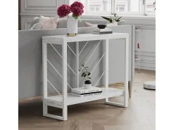 CosmoLiving by Cosmopolitan Brielle | Mesa de Consola com 1 Prateleira em Marbel Look^ Consola