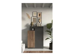 Online Meublorama Buffet design com 2 portas coleção DOMI. Cor cinza antracite carvalho escuro Cinzento