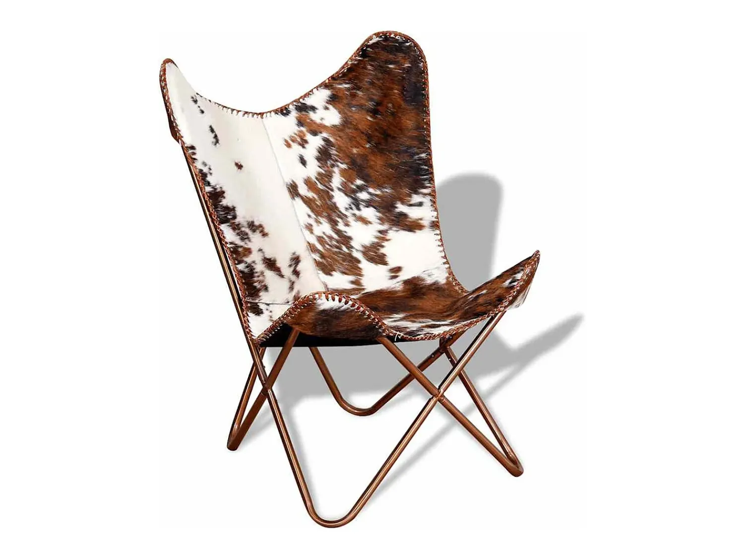 Poltrona| Cadeira Borboleta | Seta Chair pele de vaca genuína e branco SHL886183 Castanho