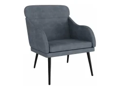Poltrona| Cadeira c/ apoio de braços 63x76x80 cm veludo -escuro PT243669 Cinzento