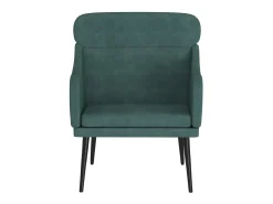 Poltrona* Cadeira c/ apoio de braços 63x76x80 cm veludo -escuro PT964140 Verde