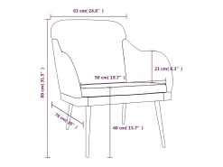 vidaxl Cadeira com apoio de braços 63x76x80 cm veludo -claro^ Poltrona