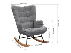 Sale Cadeira de balanço - Cadeira de sala para quarto - Capacidade de carga até 120 kg - Poliéster - Cinza - 68 x 75 x 92 cm Cinzento claro