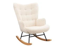 Poltrona| Cadeira de balanço - Cadeira de sala para quarto - Capacidade de carga até 120 kg - Poliéster - - 68 x 75 x 92 cm Bege