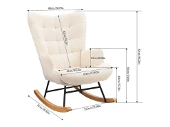 Poltrona| Cadeira de balanço - Cadeira de sala para quarto - Capacidade de carga até 120 kg - Poliéster - - 68 x 75 x 92 cm Bege