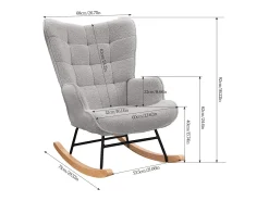 Cadeira de balanço - Cadeira relaxante para sala de estar e quarto - Cinza claro - 75 x 68 x 92 cm^ Poltrona