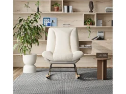 Cadeira de balanço acolchoada com encosto ajustável - Para sala de estar, quarto ou varanda - Dimensões: 90,5 x 74 x 98 cm^ Poltrona