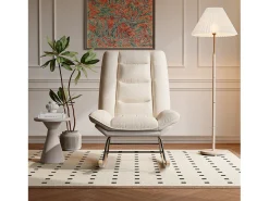 Cadeira de balanço acolchoada com encosto ajustável - Para sala de estar, quarto ou varanda - Dimensões: 90 x 77 x 98 cm^ Poltrona
