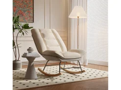 Cadeira de balanço acolchoada com encosto ajustável - Para sala de estar, quarto ou varanda - Dimensões: 90 x 77 x 98 cm^ Poltrona
