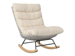 Poltrona| Cadeira de balanço acolchoada com encosto ajustável - Para sala de estar, quarto ou varanda - Dimensões: 83 x 72 x 93 cm Bege