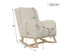 Poltrona* Cadeira de balanço com base e encosto de madeira, Poltrona relaxante para sala de estar, Linho, Bege