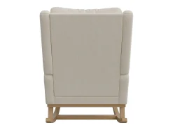 Poltrona* Cadeira de balanço com base e encosto de madeira, Poltrona relaxante para sala de estar, Linho, Bege