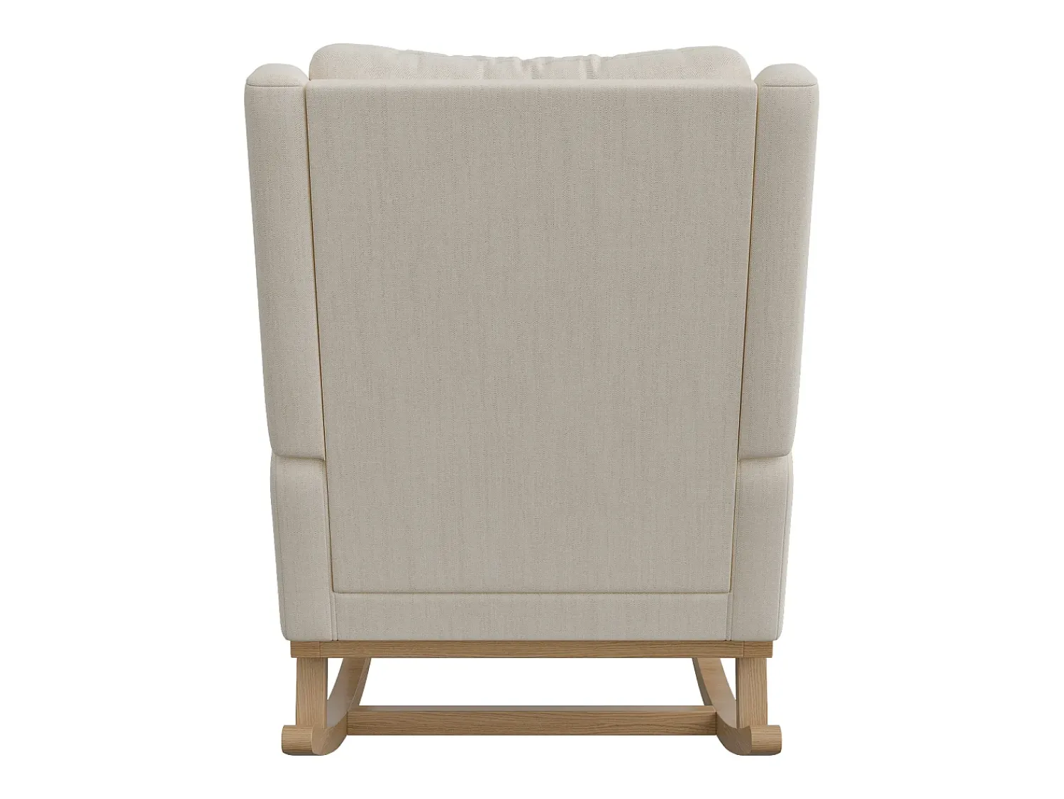 Poltrona* Cadeira de balanço com base e encosto de madeira, Poltrona relaxante para sala de estar, Linho, Bege