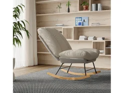 Poltrona| Cadeira de balanço com encosto ajustável - 5 posições de inclinação ajustáveis - Linho, Bege + Cinza Branco