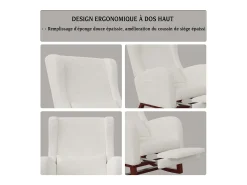 Outlet Cadeira de balanço de madeira maciça com apoio de pernas retrátil e encosto alto - Cadeira de balanço para sala de estar e quarto - Até 150 kg - Bege
