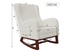 Outlet Cadeira de balanço de madeira maciça com apoio de pernas retrátil e encosto alto - Cadeira de balanço para sala de estar e quarto - Até 150 kg - Bege