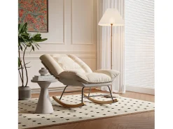 Poltrona* Cadeira de balanço estofada com encosto ajustável para sala de estar - quarto, varanda Branco