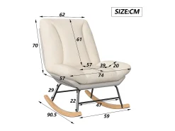 Sale Cadeira de balanço estofada - com encosto ajustável, para sala de estar - quarto Branco