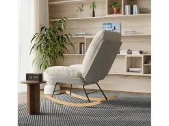 Sale Cadeira de balanço estofada - com encosto ajustável, para sala de estar - quarto Branco