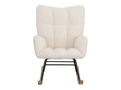 Cadeira de balanço moderna de veludo Teddy - Cadeira de balanço com braços, branca^ Poltrona