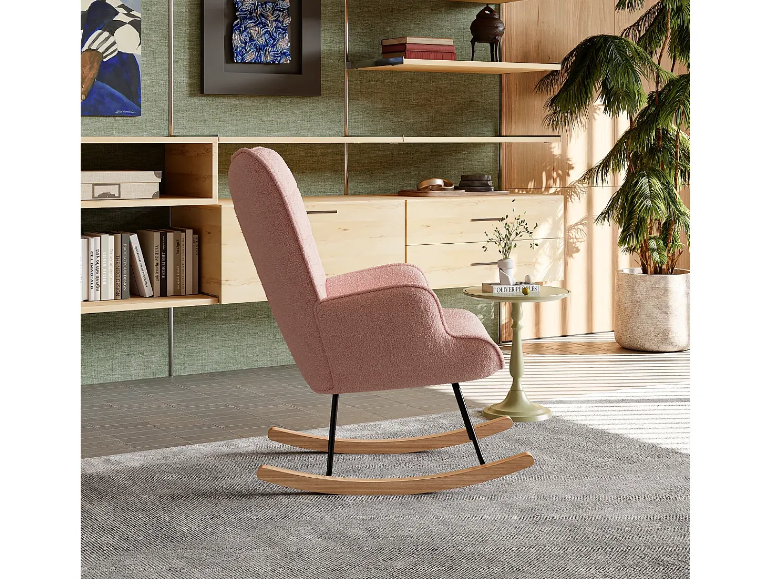 Sale Cadeira de balanço para adultos - Cadeira de balanço ergonômica para áreas externas - para sala de estar - Rosa
