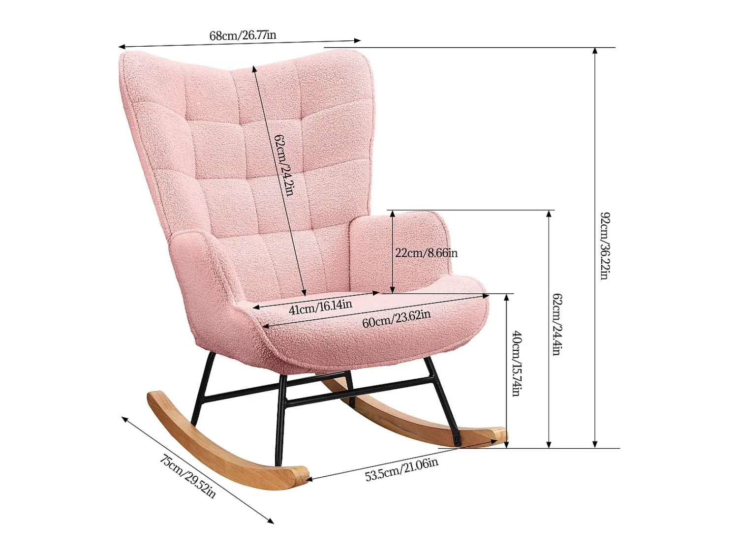 Sale Cadeira de balanço para adultos - Cadeira de balanço ergonômica para áreas externas - para sala de estar - Rosa