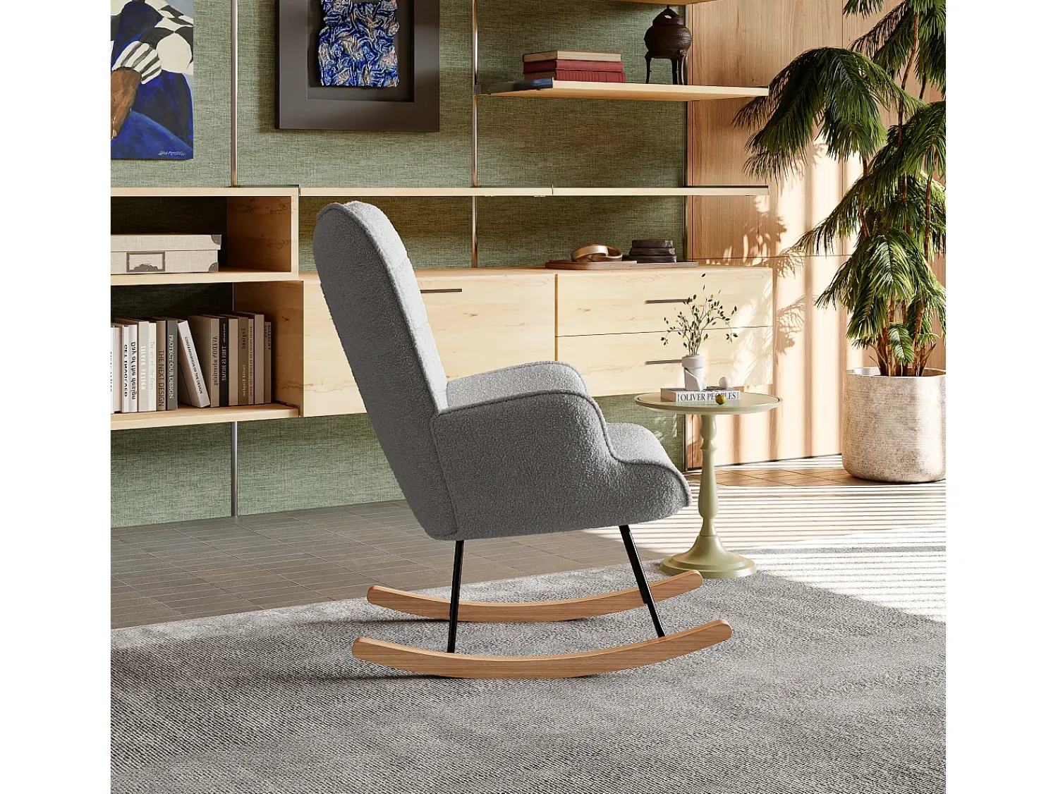 Poltrona* Cadeira de balanço para adultos - Cadeira de balanço ergonômica para áreas externas - para sala de estar - Cinza Cinzento
