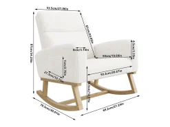 Poltrona| Cadeira de balanço, poltrona com almofada acolchoada, bolso lateral e apoios de braço, linho, branca Branco
