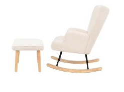 Poltrona* Cadeira de balanço Teddy, chaise longue com apoio de cabeça e apoio para os pés, 150 kg Bege