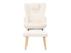 Poltrona* Cadeira de balanço Teddy, chaise longue com apoio de cabeça e apoio para os pés, 150 kg Bege