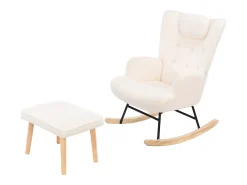 Poltrona* Cadeira de balanço Teddy, chaise longue com apoio de cabeça e apoio para os pés, 150 kg Bege
