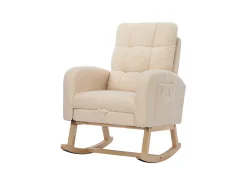 Poltrona|ModernLuxe Cadeira de balanço 132x50x99 cm - Estrutura em madeira maciça - Veludo - Bege