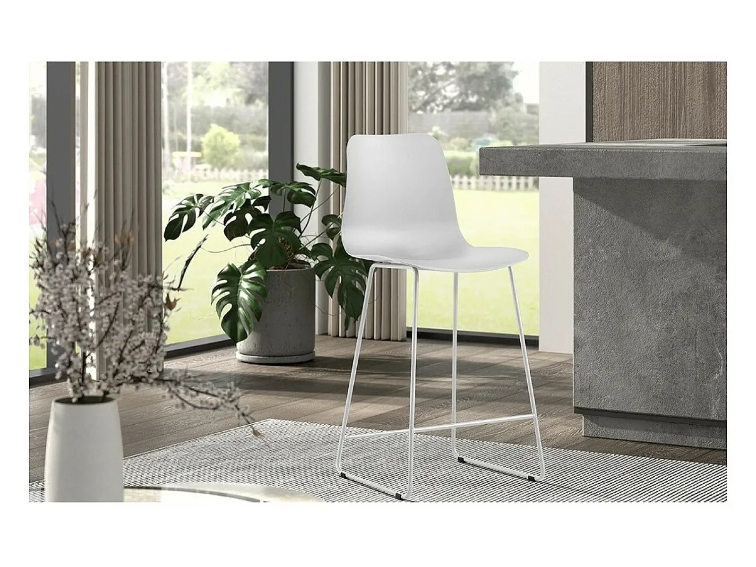 Best Meublorama Cadeira de balcão 'Mario' PP Branca, dimensões: A100,5 x L51 x P44cm Branco
