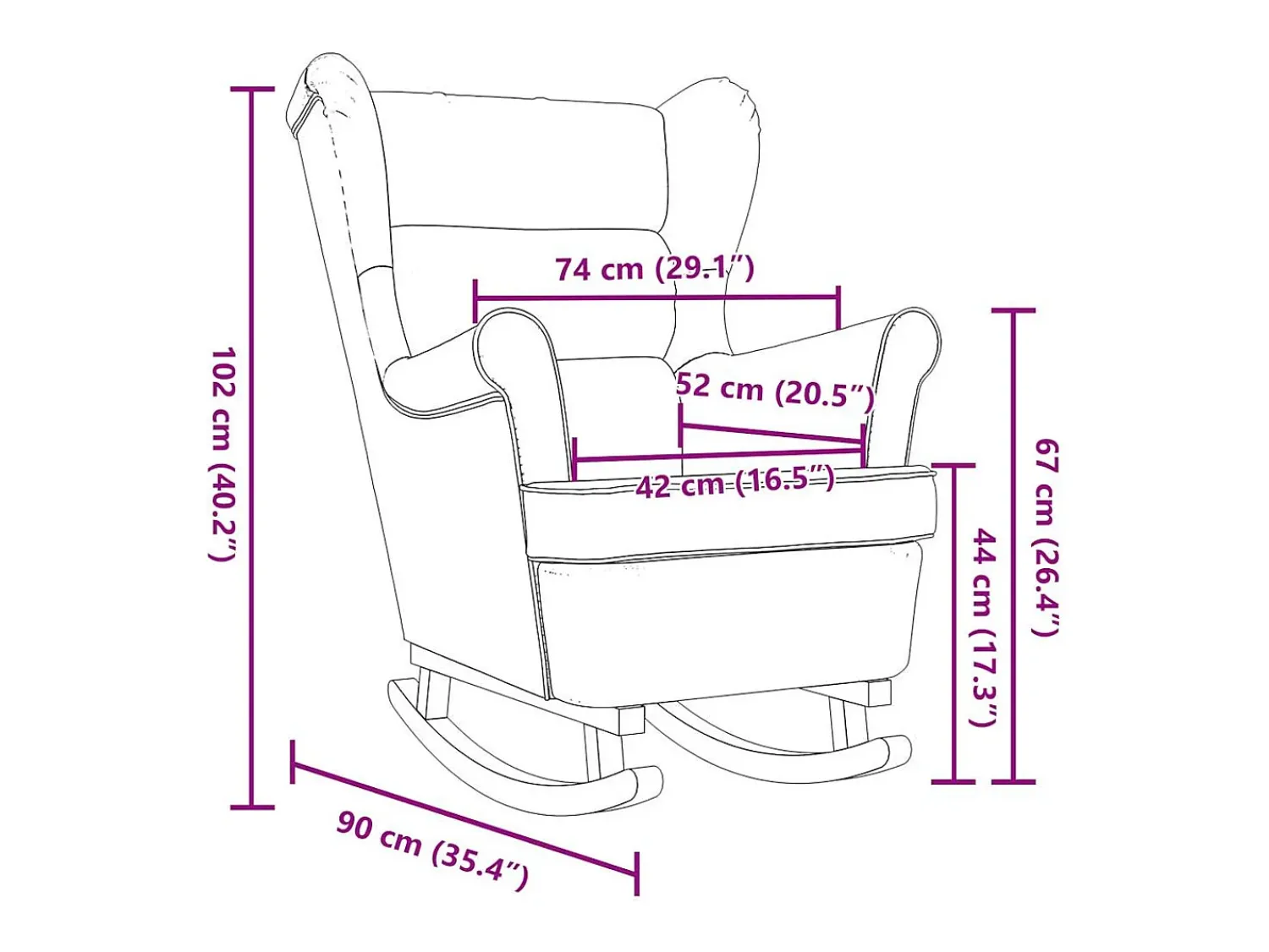 Poltrona| Cadeira de baloiço | Poltrona | Cadeira Relax 74x90x102 cm tecido -claro SHL887239 Cinzento