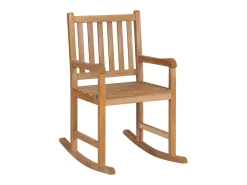Poltrona* Cadeira de baloiço com almofadão cinzento teca maciça PT654602 Castanho