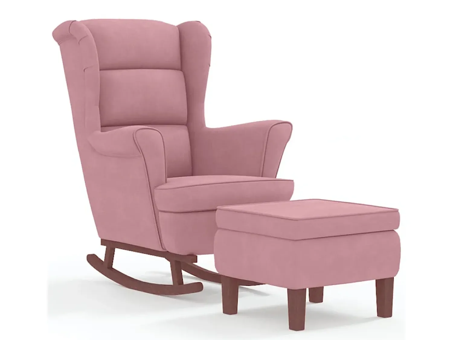 Clearance vidaxl Cadeira de Baloiço com Encosto de Asa em Veludo Madeira Maciça Rosa