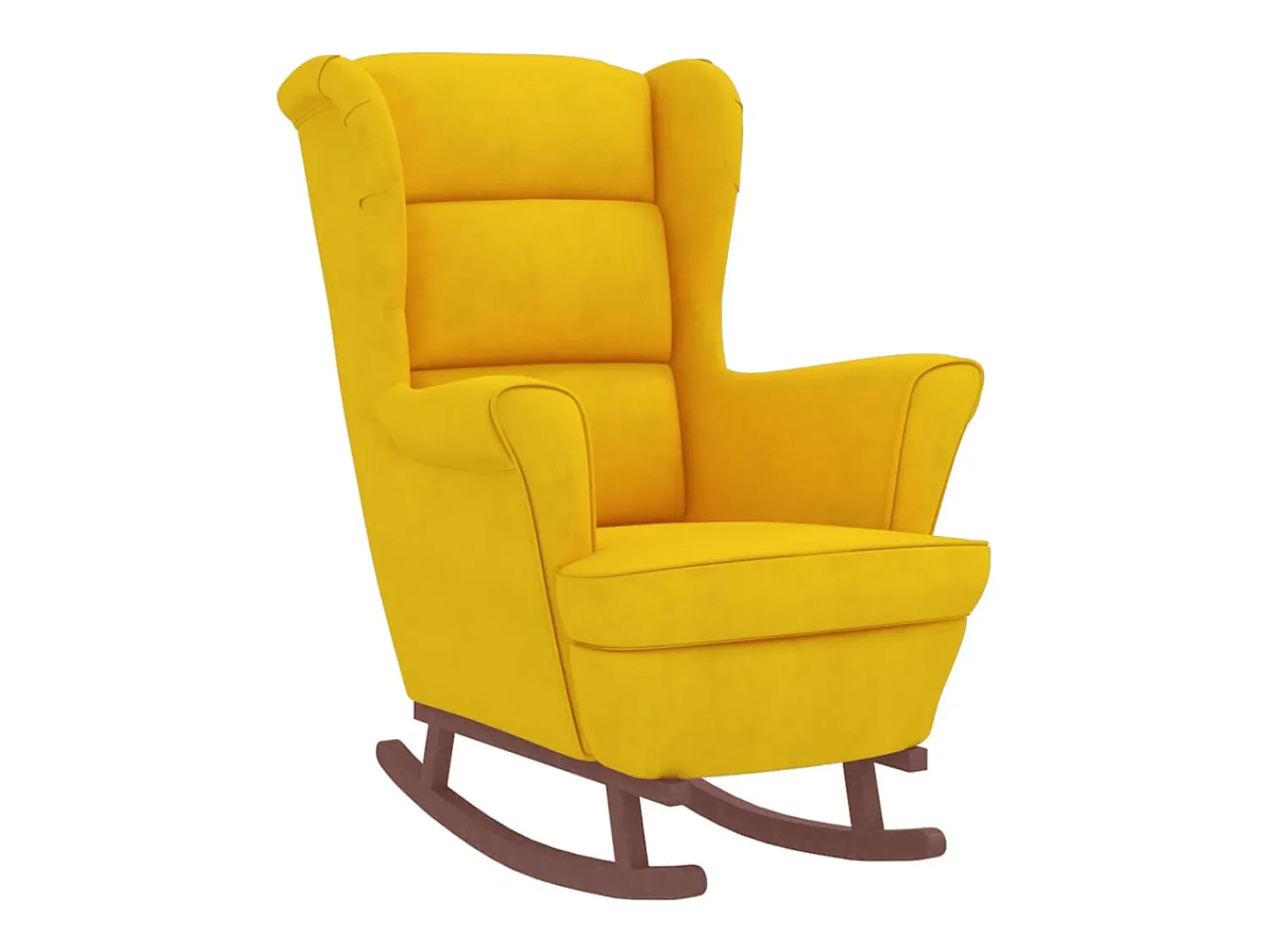 Poltrona|vidaxl Cadeira de Baloiço com Encosto de Asa em Veludo Madeira Maciça Amarelo