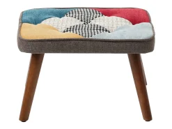 Poltrona*Hauss Spole Cadeira de baloiço com patchwork multicolorido e apoio para os pés 69,5 x 50 x 88,5 cm Castanho