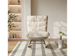 Poltrona| Cadeira de baloiço estofada com encosto ajustável para sala de estar - quarto, varanda - 83 x 72 x 93 cm Bege