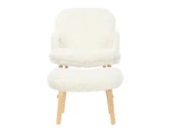 Poltrona| Cadeira de baloiço Teddy Plush - Cadeira de baloiço com apoio para os pés, pernas em madeira maciça - confortável 65x96,5x85cm - Branco