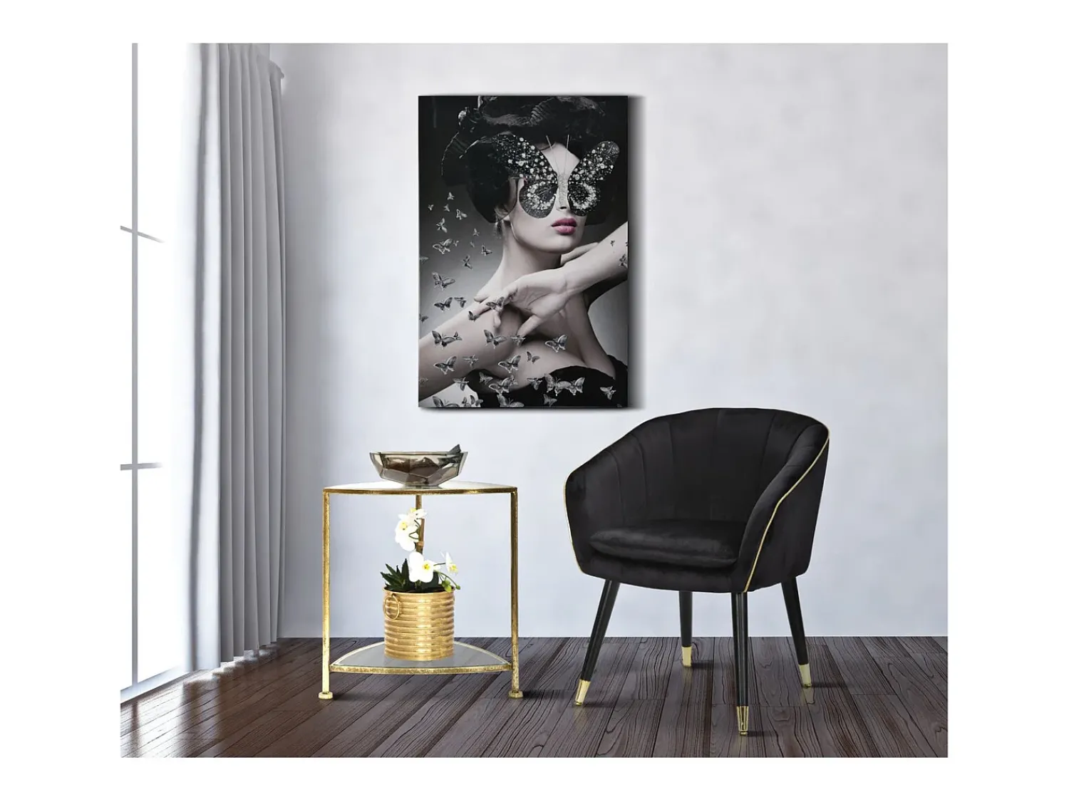 Poltrona| Cadeira de Braços VKH317, , 62x58x78 cm, Kendra Home Preto