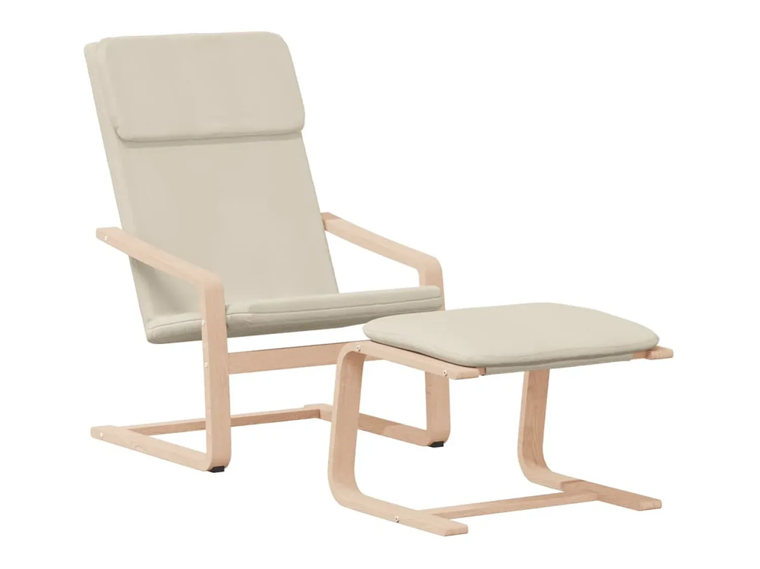 Poltrona| Cadeira de descanso com banco p/ pés tecido cor creme PT277882 Azul